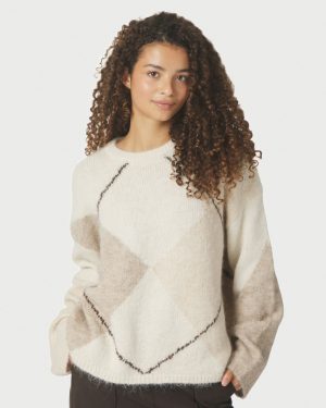 Inga check fluff knit blouse