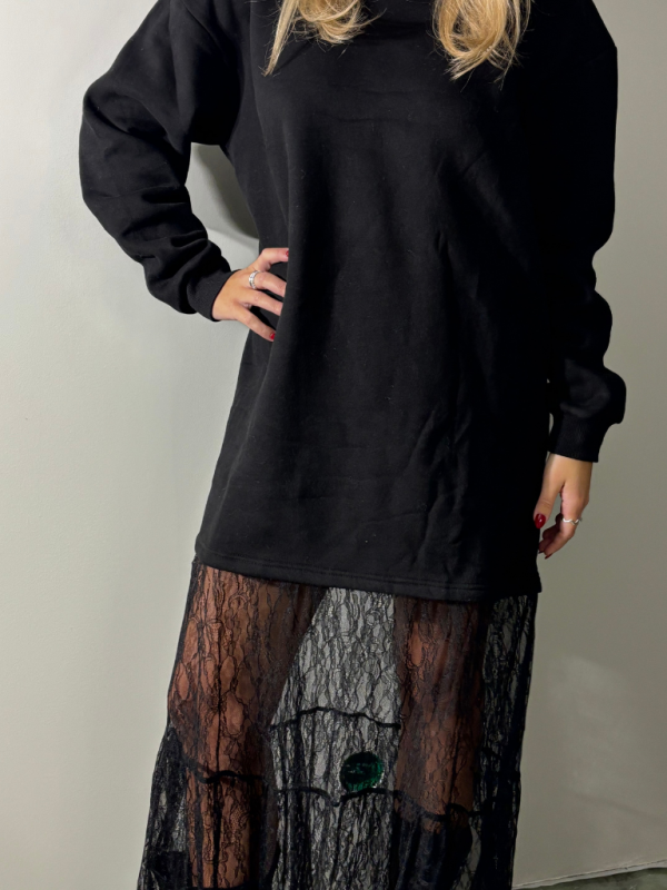 Astrid sweatshirt klänning med spets - Bild 2