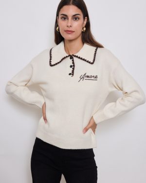 Polly Polo tröja med broderi Amore