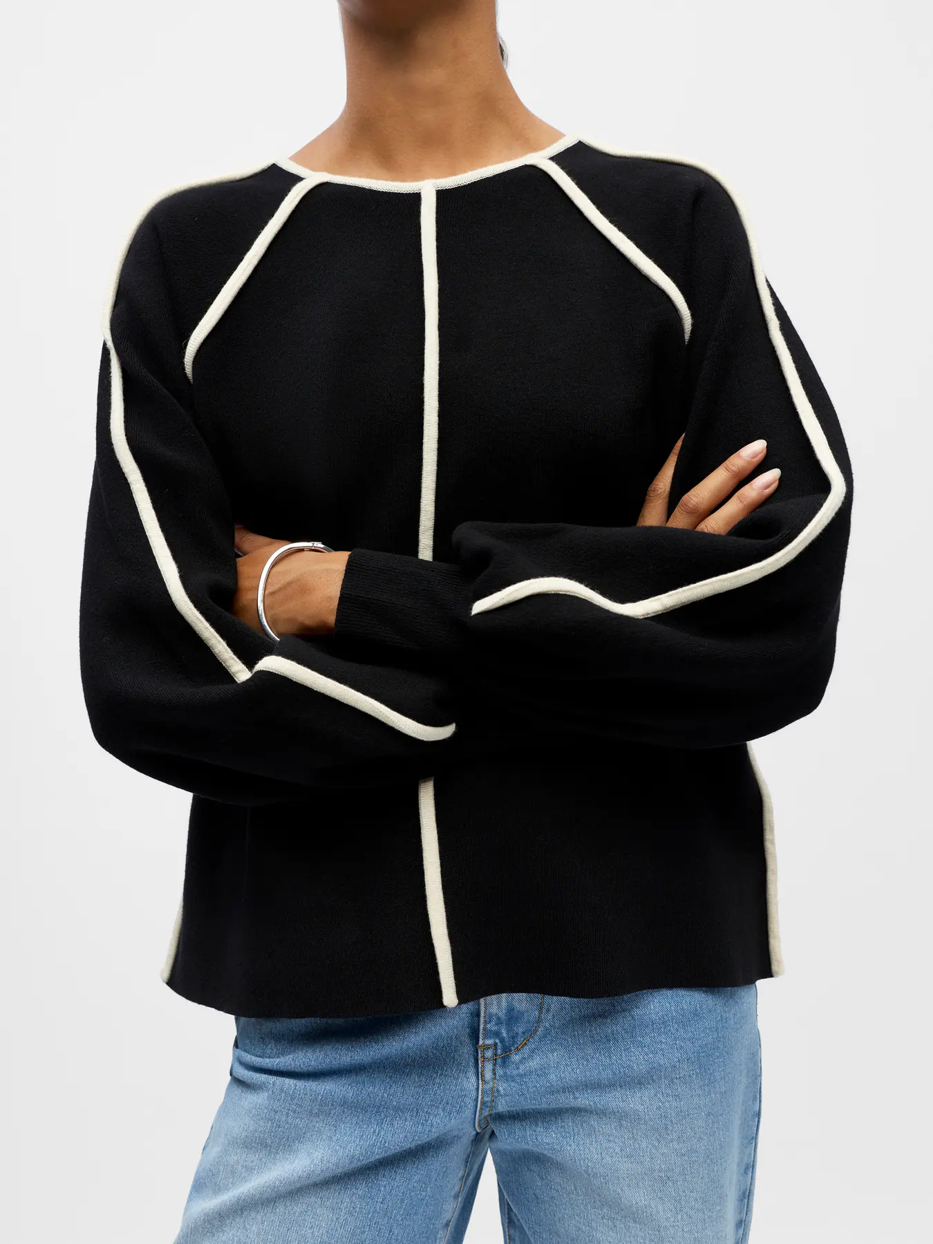 OBJREYNARD LS LO CONTRAST  PULLOVER - Bild 3