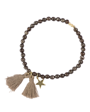 Stone Bead Bracelet 4 mm W/Tassel